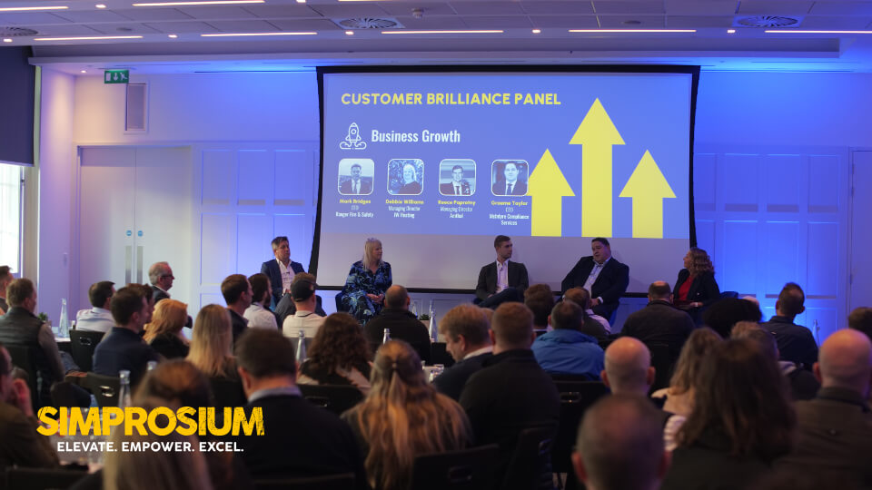 Simpro customers onstage at London Simprosium